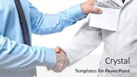  Presentation with envelope - Amazing PPT layouts having doctor getting money in envelope backdrop and a light gray colored foreground