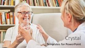  Presentation with nursing - Slide set enhanced with doctor-gives-a-remedy background and a soft green colored foreground