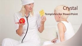  Presentation with capsules pills pill doctor prescription - Slide deck consisting of doctor giving a child apple background and a  colored foreground