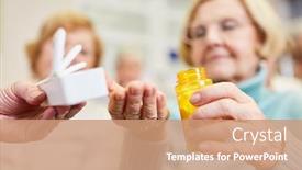  Presentation with course - Presentation design consisting of doctor-giving-a-lecture background and a coral colored foreground