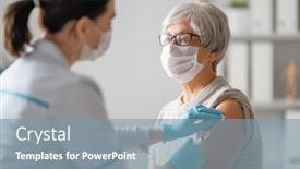  Presentation with vaccination - Presentation enhanced with doctor-giving-a-senior-woman background and a seafoam green colored foreground