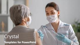  Presentation with 2019 - Beautiful slide deck featuring doctor-giving-a-senior-woman backdrop and a gray colored foreground