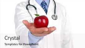  Presentation with healthy eating - Cool new PPT theme with doctor giving apple concept backdrop and a lemonade colored foreground