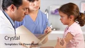  Presentation with doctor office - Amazing presentation theme having doctor giving child injection backdrop and a coral colored foreground