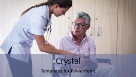  Presentation with medicine - Beautiful theme featuring doctor giving medicine to senior backdrop and a  colored foreground