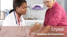  Presentation with african american patient - Amazing presentation theme having group people chatting interaction socializing concept backdrop and a coral colored foreground