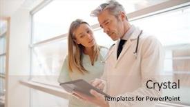  Presentation with public health care - Presentation theme featuring doctor going over patient background and a mint green colored foreground