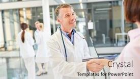  Presentation with handshake - Presentation theme consisting of doctor-greets-a-patient background and a lemonade colored foreground