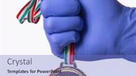  Presentation with hold hand - Colorful PPT layouts enhanced with doctor-hand-hold-a-gold backdrop and a teal colored foreground