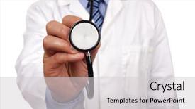  Presentation with heartbeat - Amazing presentation design having doctor hand holding a stethoscope backdrop and a light gray colored foreground