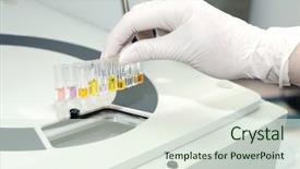  Presentation with hematology - Beautiful presentation theme featuring doctor hand in medical glove backdrop and a sky blue colored foreground