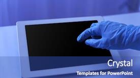  Presentation with rubber gloves doctor puts - Beautiful PPT theme featuring doctor hand in rubber glove backdrop and a  colored foreground