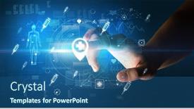  Presentation with medical hand - Slide set consisting of doctor-hand-pressing-futuristic-health background and a ocean colored foreground