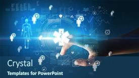  Presentation with medical hand - Amazing slides having doctor-hand-pressing-futuristic-health backdrop and a ocean colored foreground