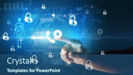  Presentation with medical hand - Slides with doctor-hand-pressing-futuristic-health background and a ocean colored foreground