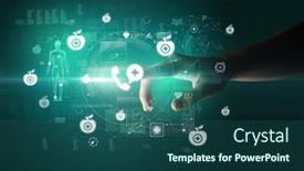  Presentation with medical hand - Slide set consisting of doctor-hand-pressing-futuristic-health background and a ocean colored foreground