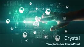  Presentation with medical hand - Presentation theme featuring doctor-hand-pressing-futuristic-health background and a  colored foreground