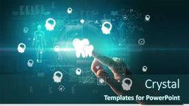  Presentation with medical hand - Presentation theme consisting of doctor-hand-pressing-futuristic-health background and a ocean colored foreground