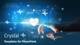  Presentation with futuristic - Presentation consisting of doctor-hand-pressing-futuristic-health background and a ocean colored foreground