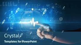  Presentation with futuristic - Presentation featuring doctor-hand-pressing-futuristic-health background and a ocean colored foreground