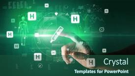  Presentation with futuristic - Slide set enhanced with doctor-hand-pressing-futuristic-health background and a ocean colored foreground