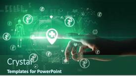  Presentation with futuristic - Presentation design with doctor-hand-pressing-futuristic-health background and a ocean colored foreground