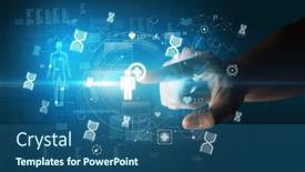  Presentation with futuristic - Presentation design enhanced with doctor-hand-pressing-futuristic-health background and a ocean colored foreground