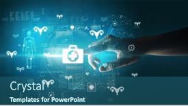  Presentation with futuristic - Slides with doctor-hand-pressing-futuristic-health background and a ocean colored foreground