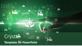  Presentation with futuristic - Presentation featuring doctor-hand-pressing-futuristic-health background and a ocean colored foreground