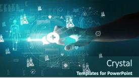  Presentation with futuristic - Presentation enhanced with doctor-hand-pressing-futuristic-health background and a ocean colored foreground