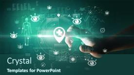  Presentation with futuristic - Slide deck consisting of doctor-hand-pressing-futuristic-health background and a ocean colored foreground