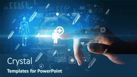  Presentation with futuristic - PPT theme consisting of doctor-hand-pressing-futuristic-health background and a ocean colored foreground