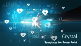  Presentation with futuristic - Presentation featuring doctor-hand-pressing-futuristic-health background and a ocean colored foreground