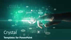  Presentation with futuristic - Slide set consisting of doctor-hand-pressing-futuristic-health background and a ocean colored foreground