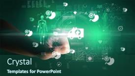  Presentation with futuristic - Presentation design featuring doctor-hand-pressing-futuristic-health background and a ocean colored foreground