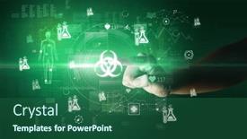  Presentation with futuristic - Presentation having doctor-hand-pressing-futuristic-health background and a ocean colored foreground