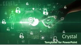  Presentation with futuristic - Slide deck with doctor-hand-pressing-futuristic-health background and a ocean colored foreground