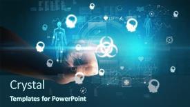  Presentation with futuristic - Presentation theme consisting of doctor-hand-pressing-futuristic-health background and a ocean colored foreground