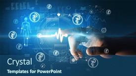  Presentation with futuristic - Slide deck with doctor-hand-pressing-futuristic-health background and a ocean colored foreground