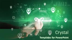  Presentation with futuristic - Slide deck enhanced with doctor-hand-pressing-futuristic-health background and a ocean colored foreground