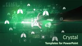  Presentation with futuristic - Theme featuring doctor-hand-pressing-futuristic-health background and a ocean colored foreground