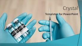  Presentation with syringe - Slides with doctor-hands-in-protective-gloves background and a soft green colored foreground