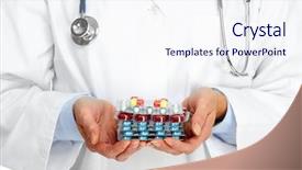  Presentation with health-care - PPT theme consisting of doctor-hands-with-pills-health background and a sky blue colored foreground