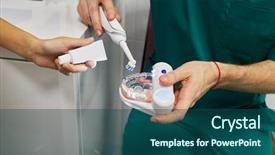  Presentation with plastic - PPT layouts consisting of doctor hands with plastic model background and a ocean colored foreground