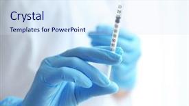  Presentation with syringe - Presentation design having doctor hands with syringe background and a sky blue colored foreground
