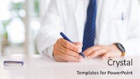  Presentation with writing - Theme having doctor hands writing on paper background and a lemonade colored foreground