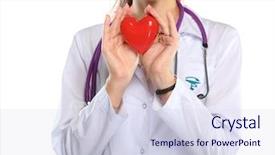  Presentation with red - Amazing PPT theme having doctor holding a red heart backdrop and a  colored foreground