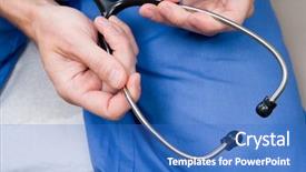  Presentation with character - Amazing theme having doctor holding a stethoscope backdrop and a  colored foreground
