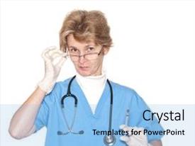Doctor Holding A Syringe PPT template 48 | CrystalGraphics