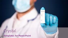  Presentation with viral - Presentation design with doctor-holding-a-test-kit background and a sky blue colored foreground